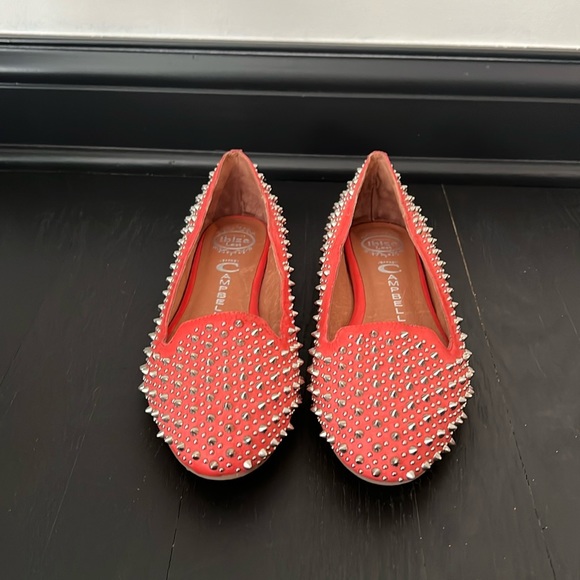 Jeffery Campbell salmon leather Martini studded loafer size 7 - Picture 1 of 8